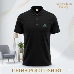 Premium China Polo T-shirt - BLACK