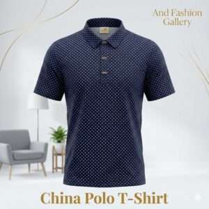 Premium China Polo T-shirt - NAVY PRINT